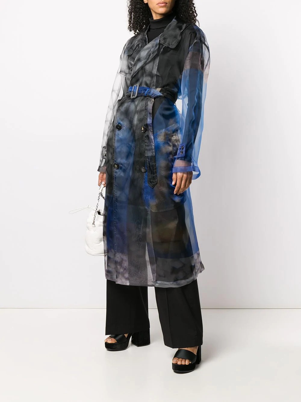 tie-dye print trench coat - 2