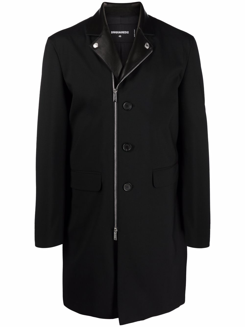 zip-up single-breasted coat - 1