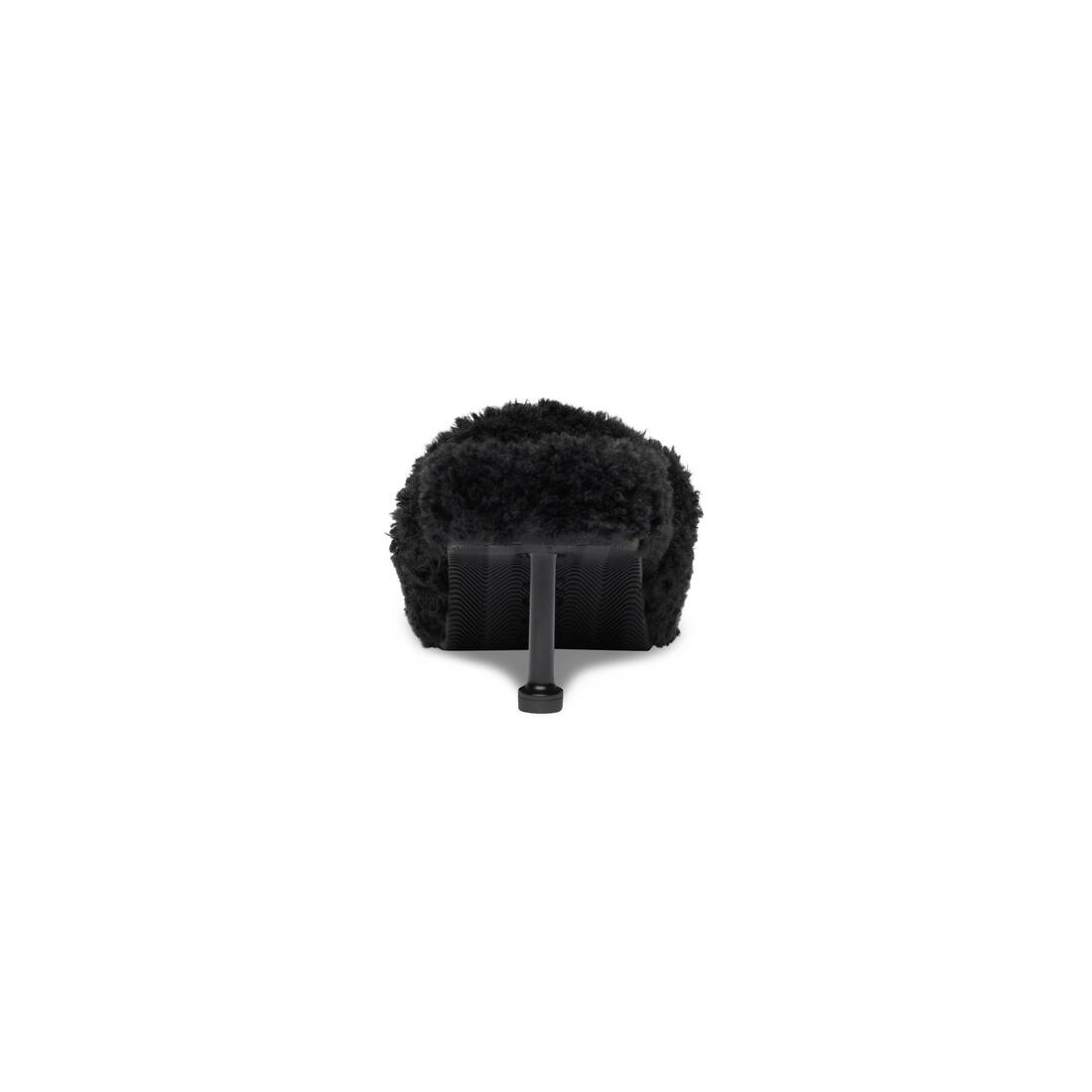 Women's Furry Closed 80mm Mule in Black - 5