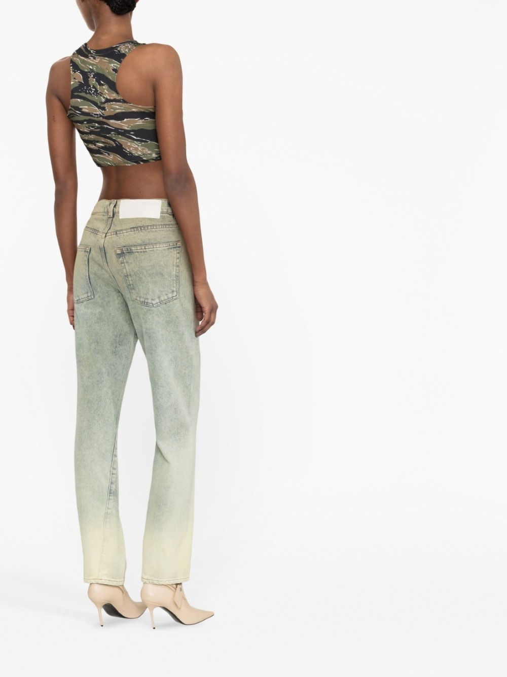 washed denim straight-leg jeans - 3