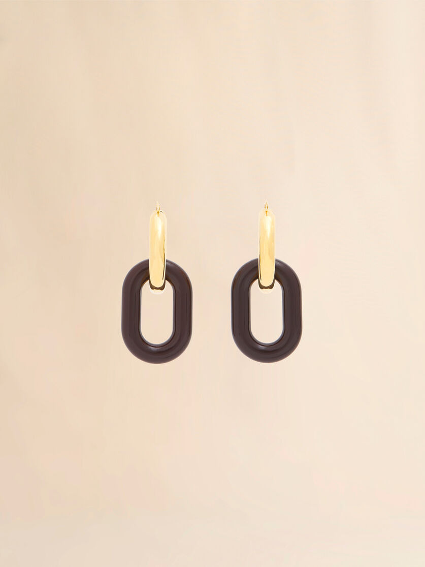 BROWN RESIN CHAIN EARRINGS - 3