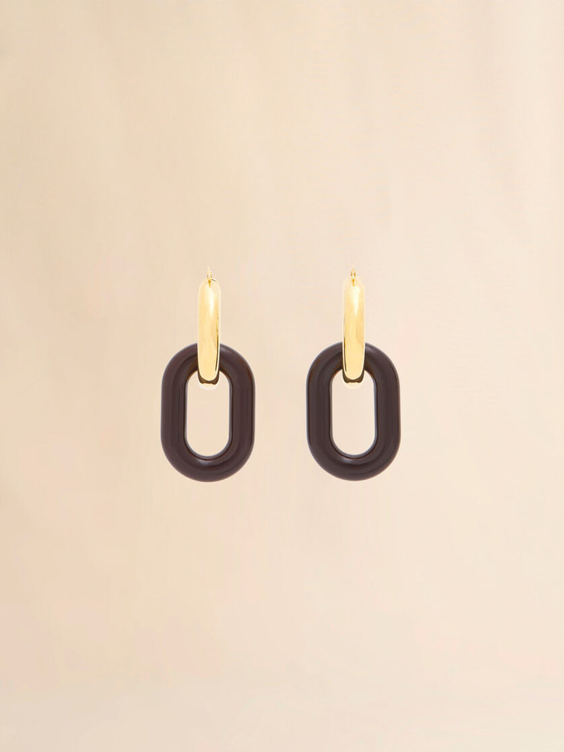 BROWN RESIN CHAIN EARRINGS 3