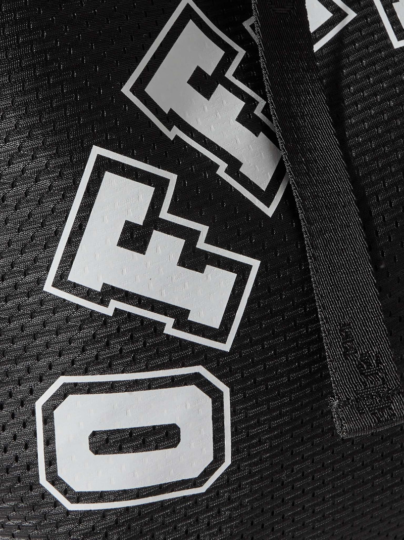 Leather and Webbing-Trimmed Printed Mesh Tote 5