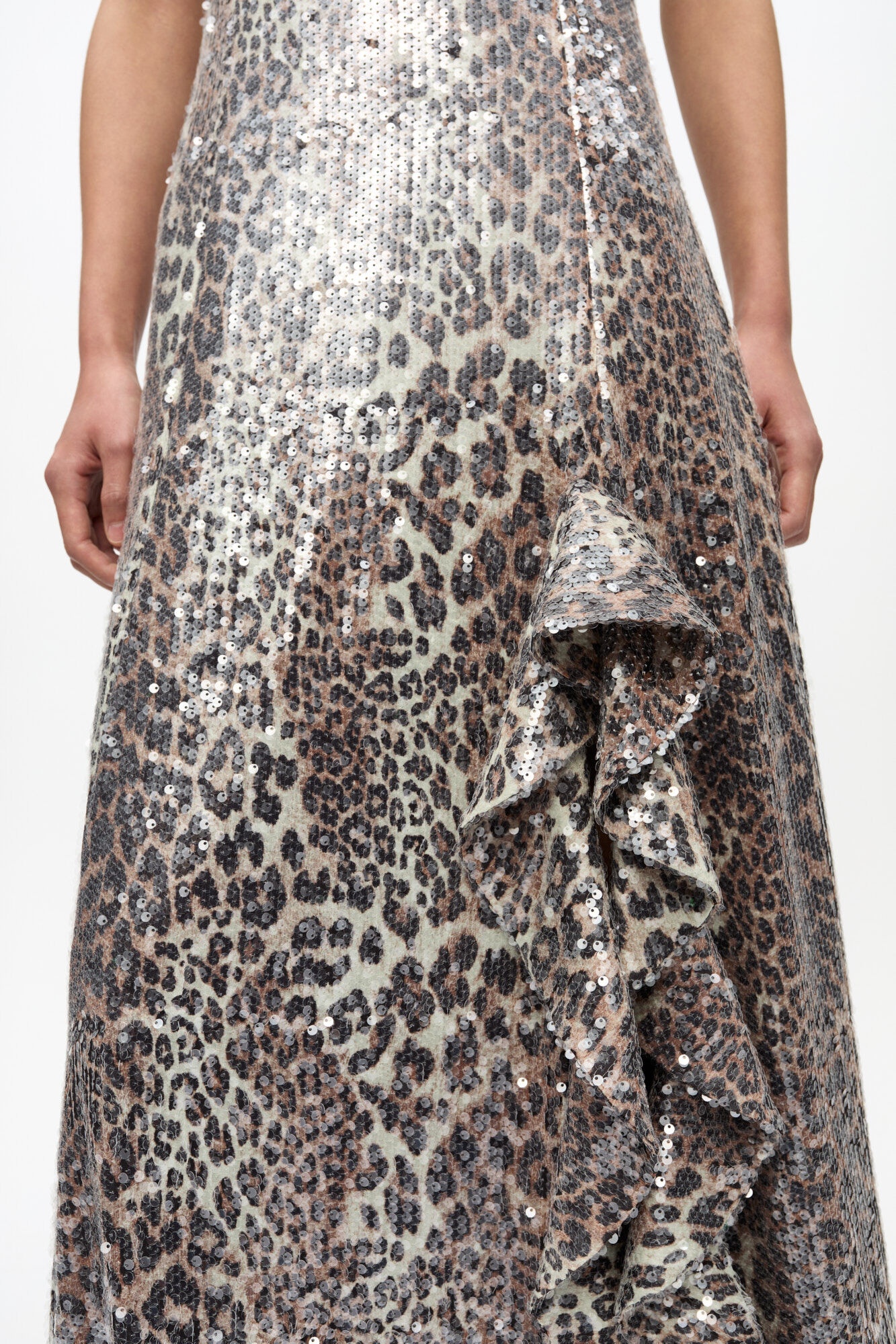 LEOPARD STRETCH SEQUINS LONG DRESS - 5