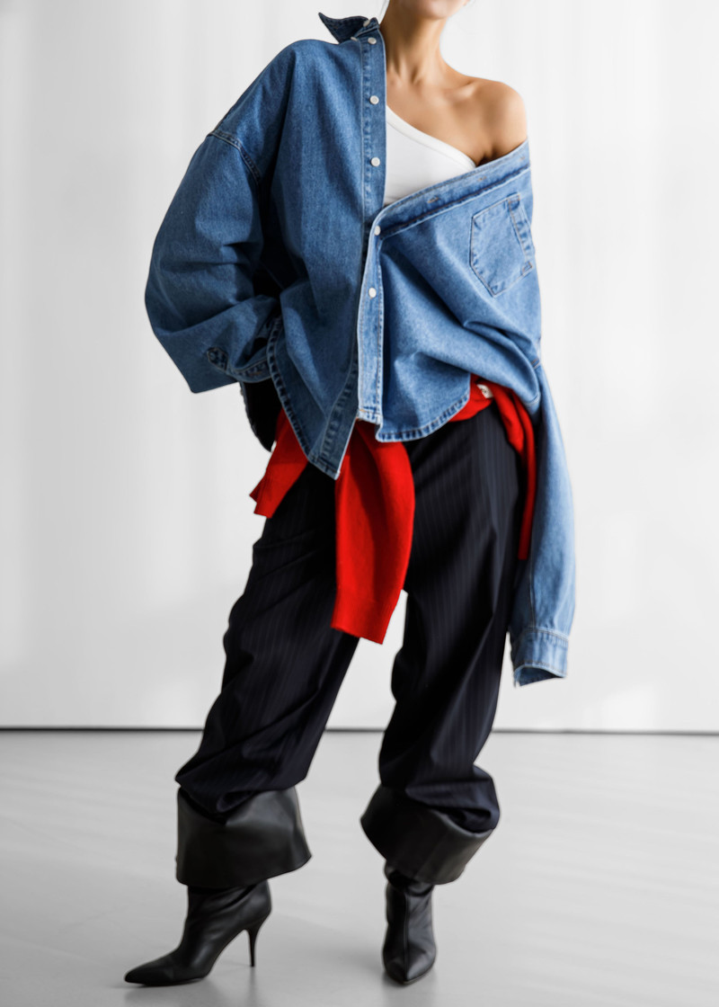 Belvis Oversized Denim Shirt - Medium Wash 3