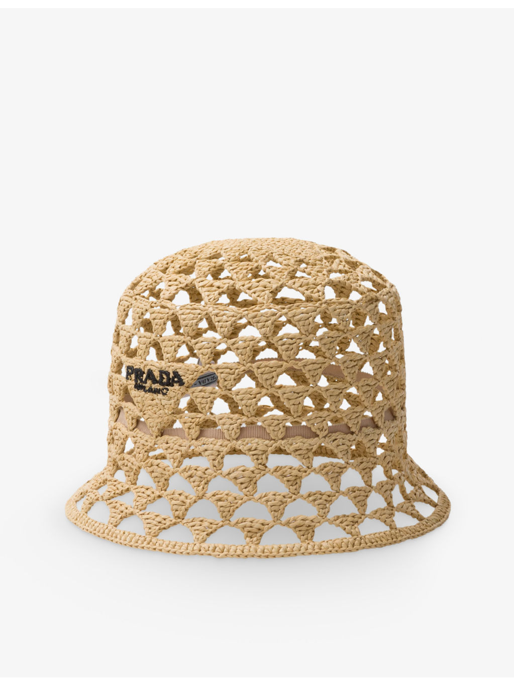 Brand-embroidered cut-out woven bucket hat - 1