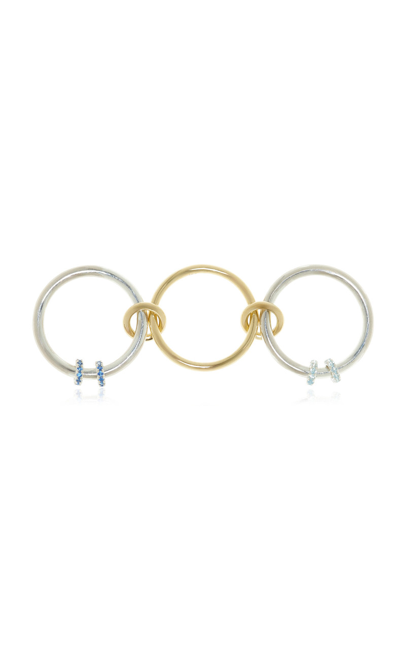 Exclusive La Isla 18K Yellow Gold and Sterling Silver Jovie Bleu Ring blue 4