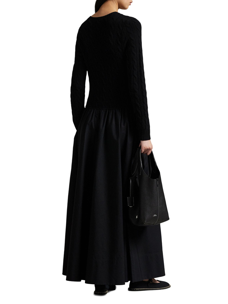 Women's Cable-Knit Mixed-Media Midi-Dress - Polo Black 3