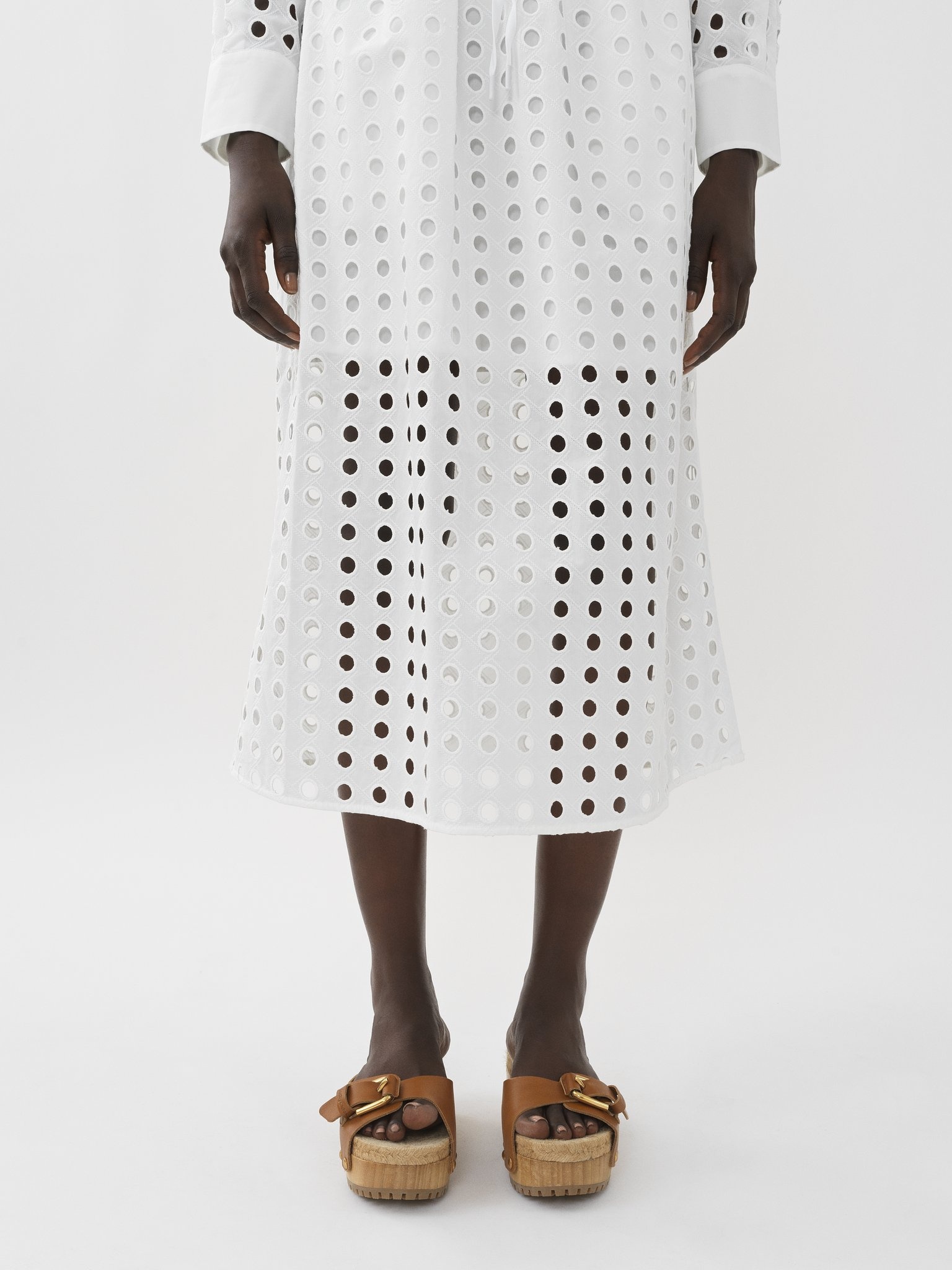 EYELET MID-LENGTH SKIRT - 5