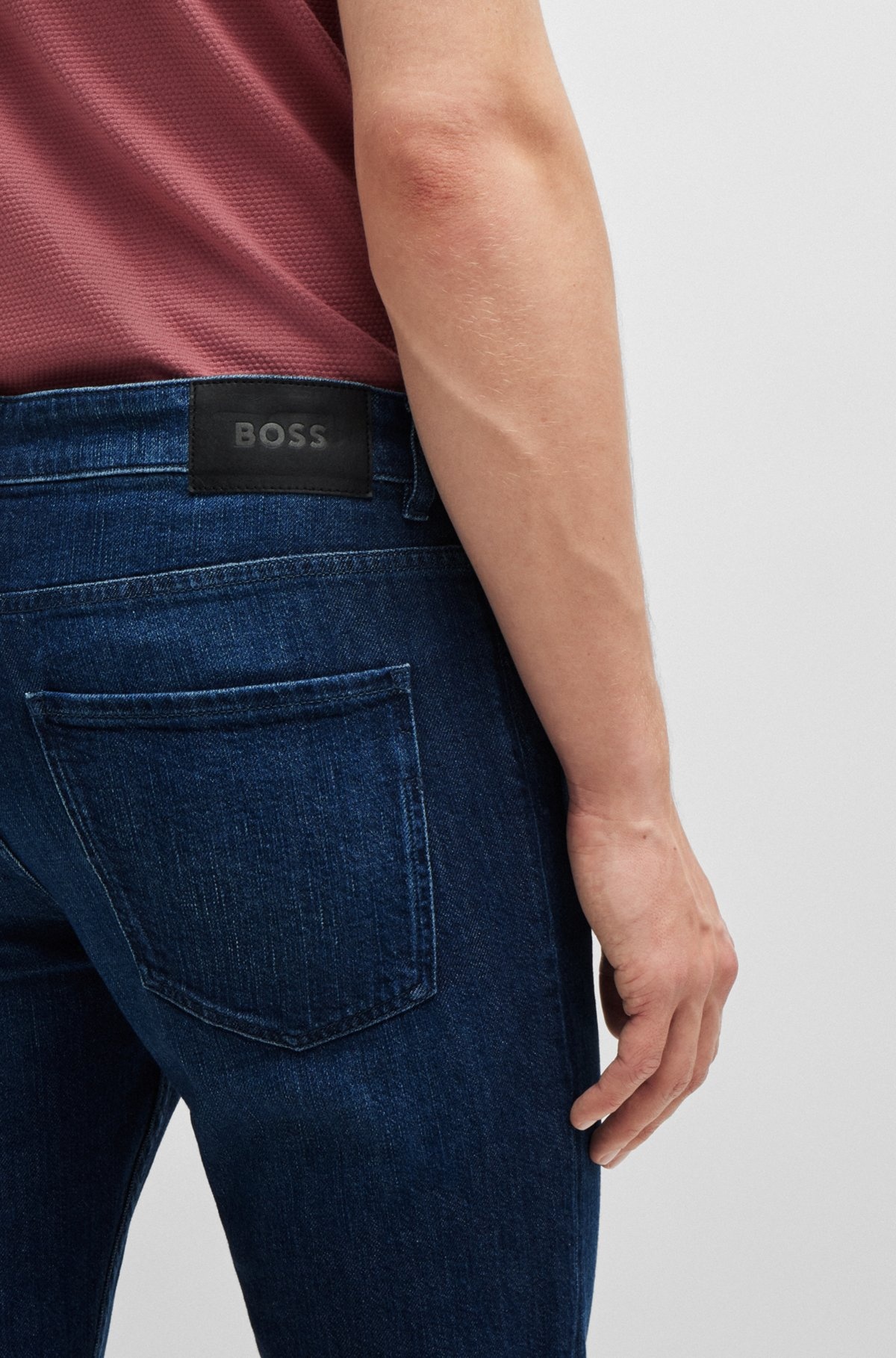 SLIM-FIT JEANS IN BLUE MECHANICAL-STRETCH DENIM - 5
