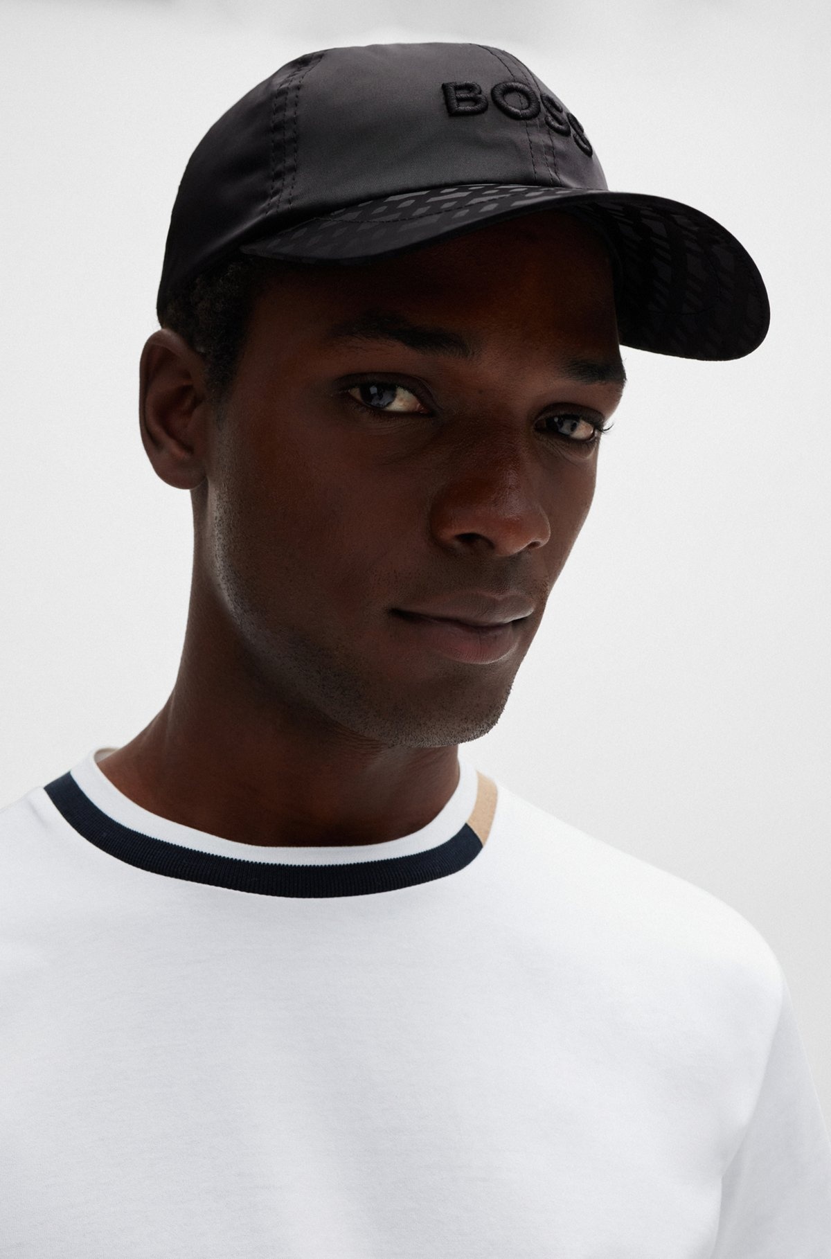 SATIN CAP WITH EMBROIDERED LOGO AND MONOGRAM VISOR - 4