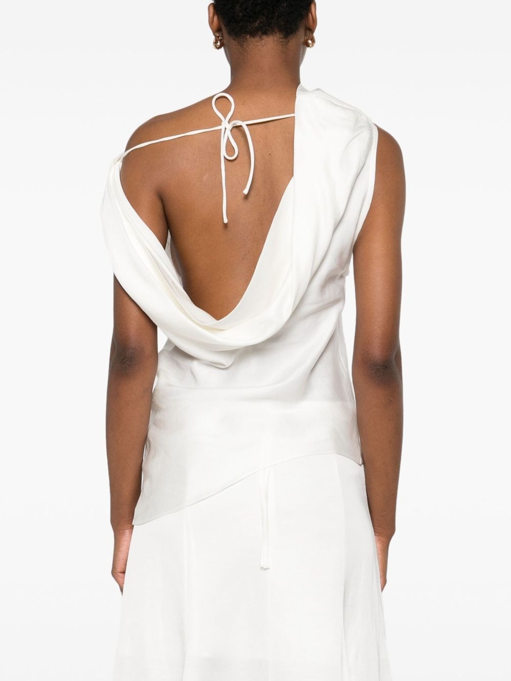 asymmetric cown neck top - 4