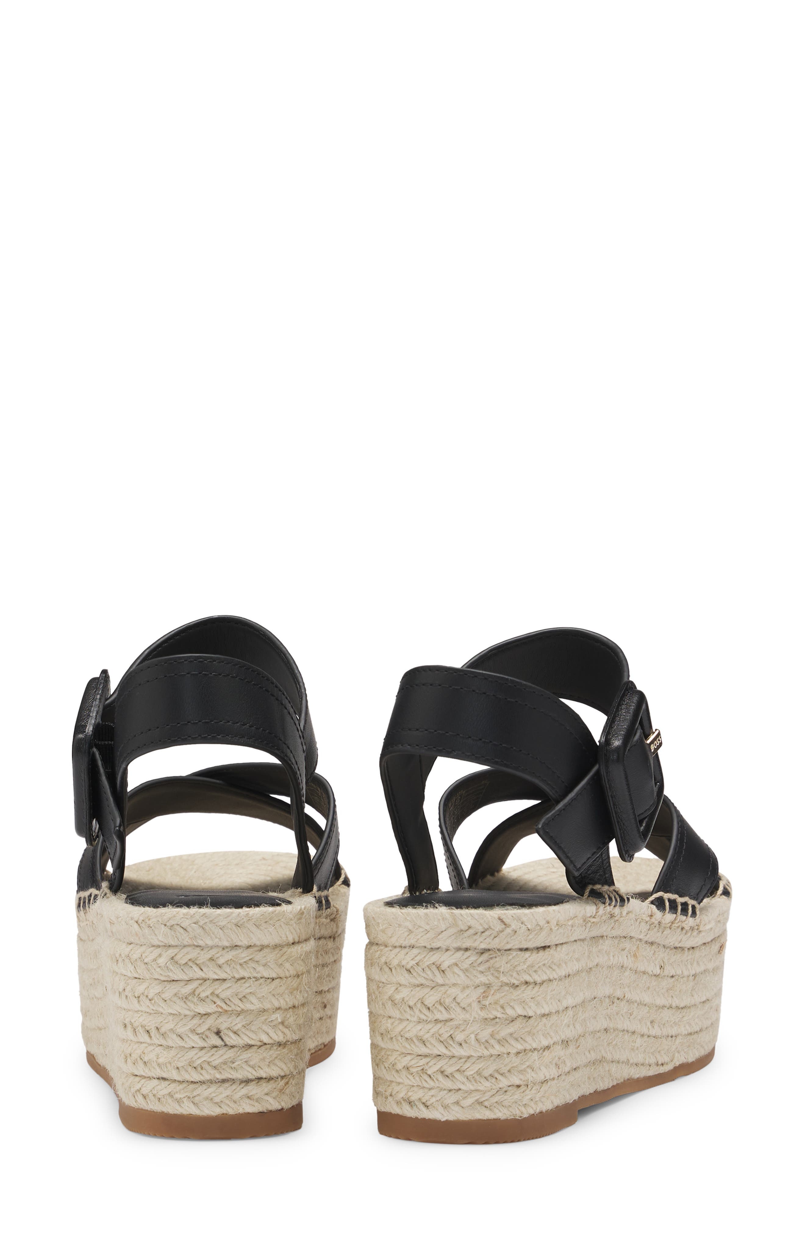 BOSS Machica Espadrille Ankle Strap Platform Wedge Sandal in Black at Nordstrom - 7