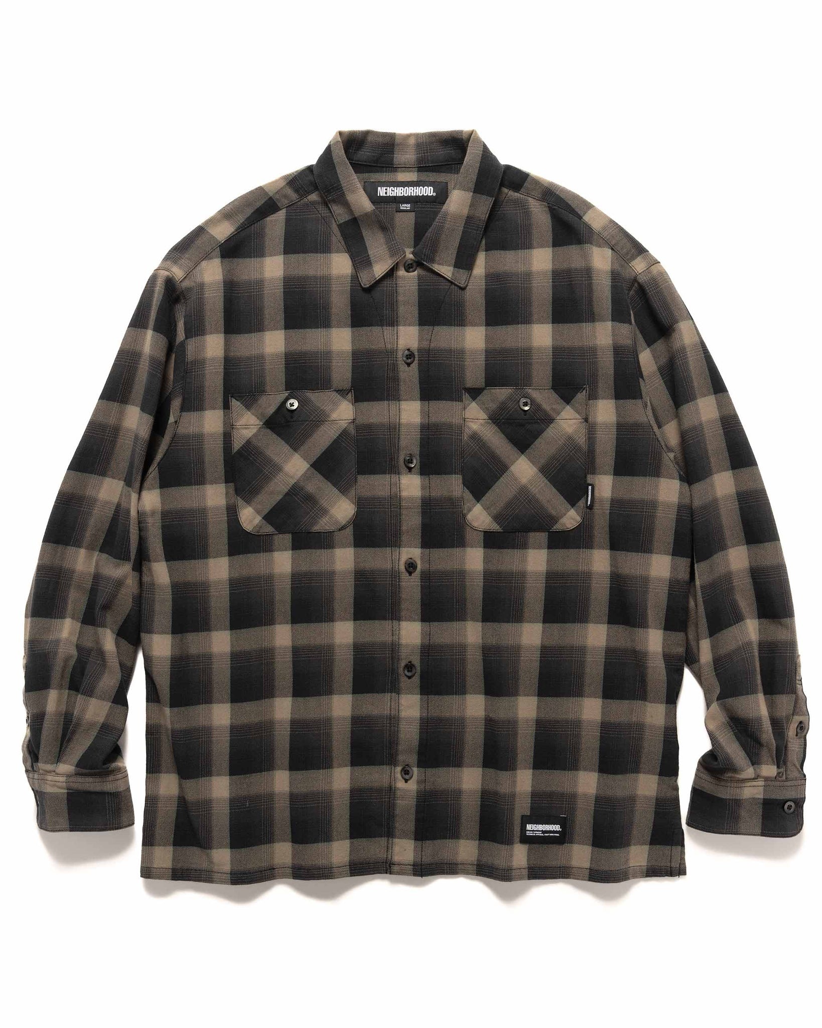 NEIGHBORHOOD Half Hombre Check Shirt LS Beige | REVERSIBLE