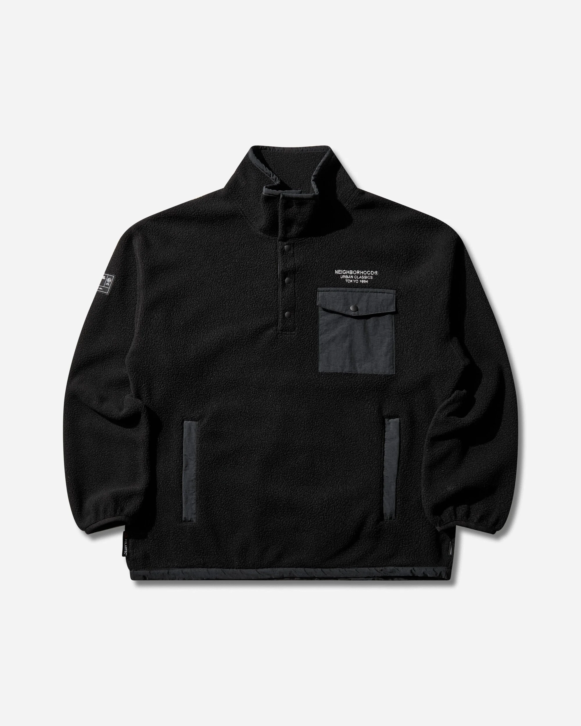 Men's Fleece Stand Collar Pullover Black - 1