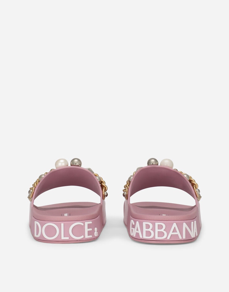 Rubber beachwear sliders with embroidery - 3