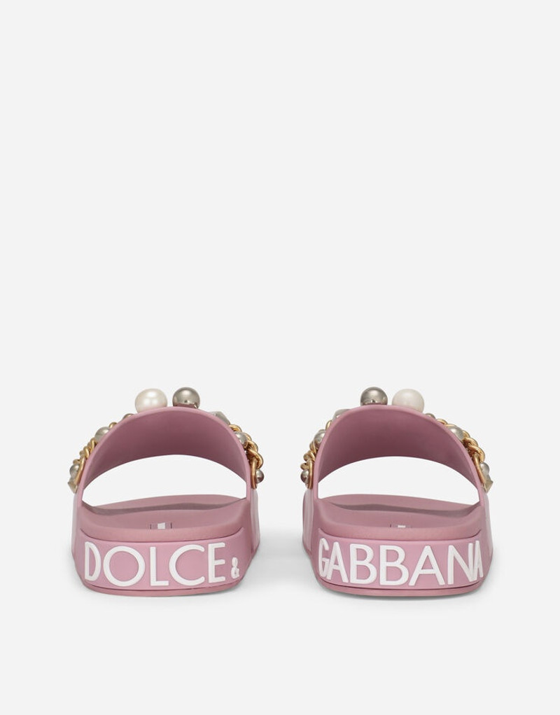 Dolce & Gabbana Rubber beachwear sliders with embroidery outlook