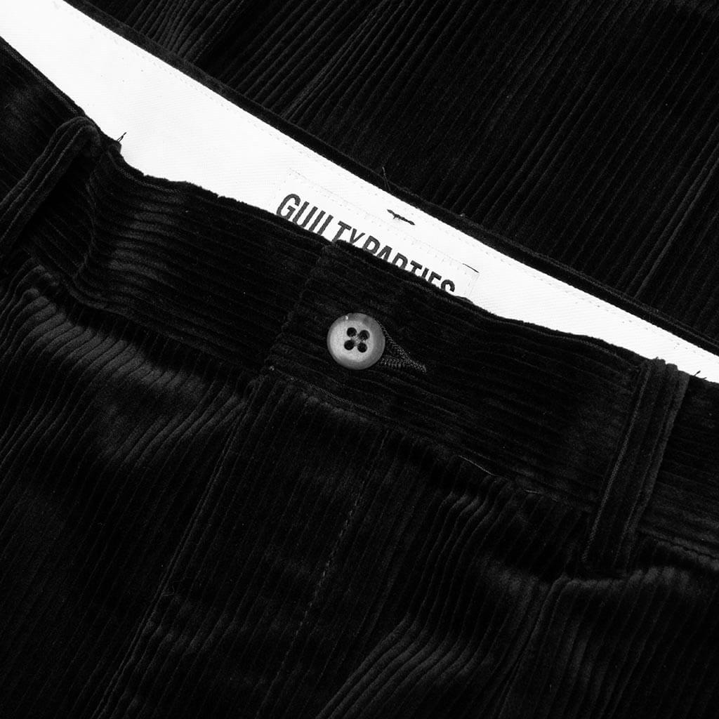 DOUBLE PLEATED CORDUROY TROUSERS - BLACK - 3