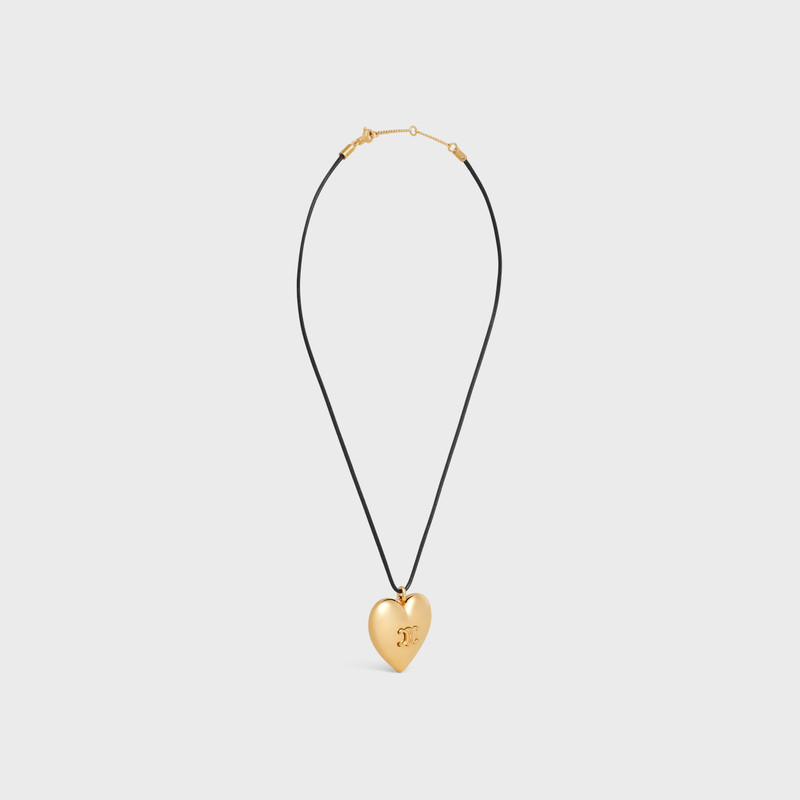 Celine Cœur Triomphe Necklace in Brass with Gold Finish and Cotton 3