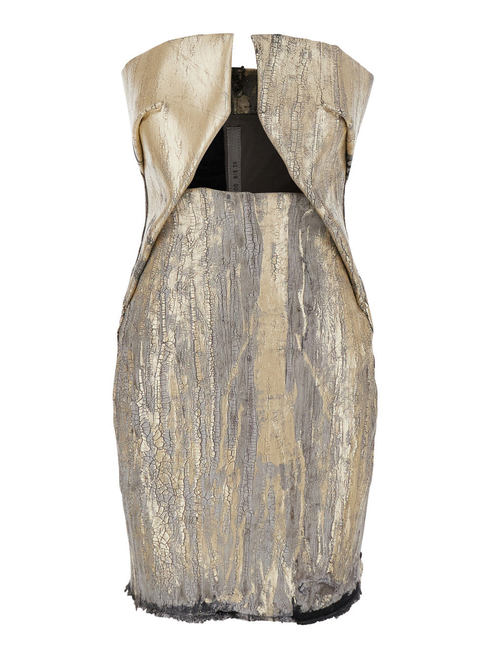 Rick Owens Women 'Prong' Metallic Dress With Cut-Out Detail And Distressed Effect In Cotton Blend Wo - 1