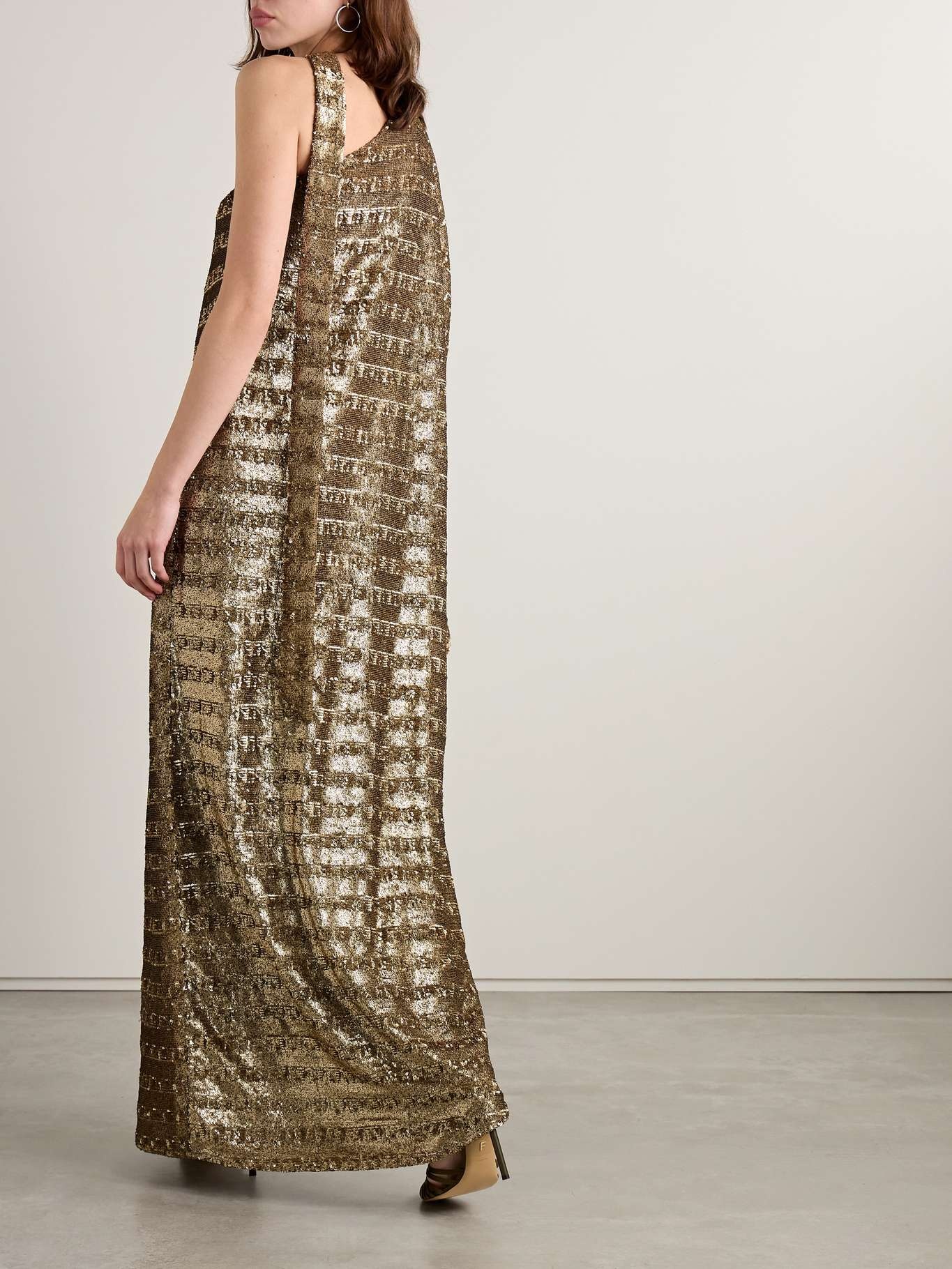 Ubud one-sleeve draped sequined tulle gown - 3