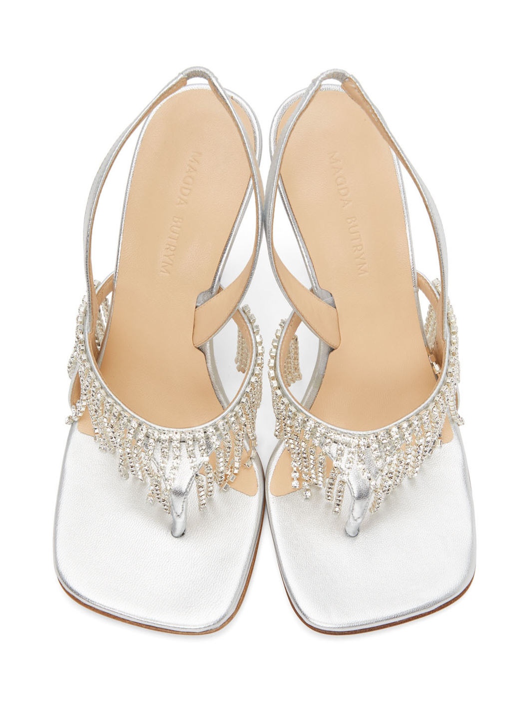 Silver Crystal Heeled Sandals - 5