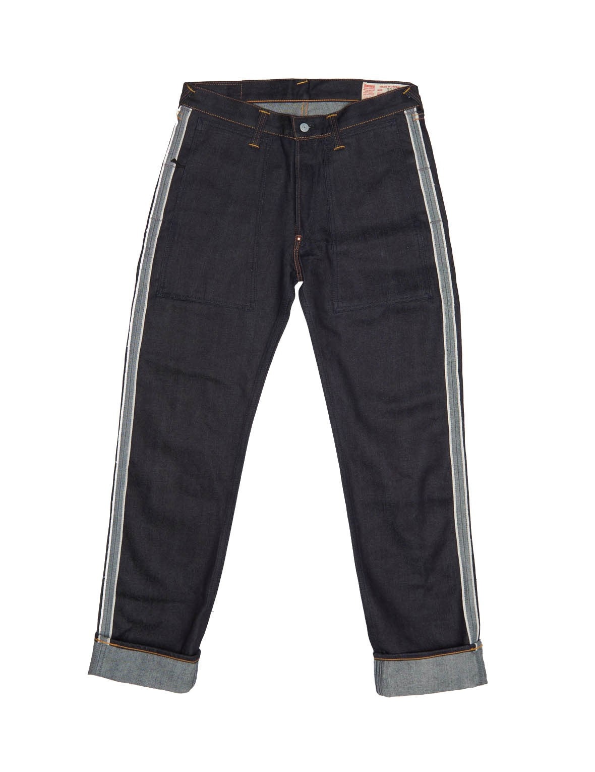 HANDPAINTED SEAGULL STRAIGHT FIT REVERSED RAW DENIM SELVEDGE JEANS - 7