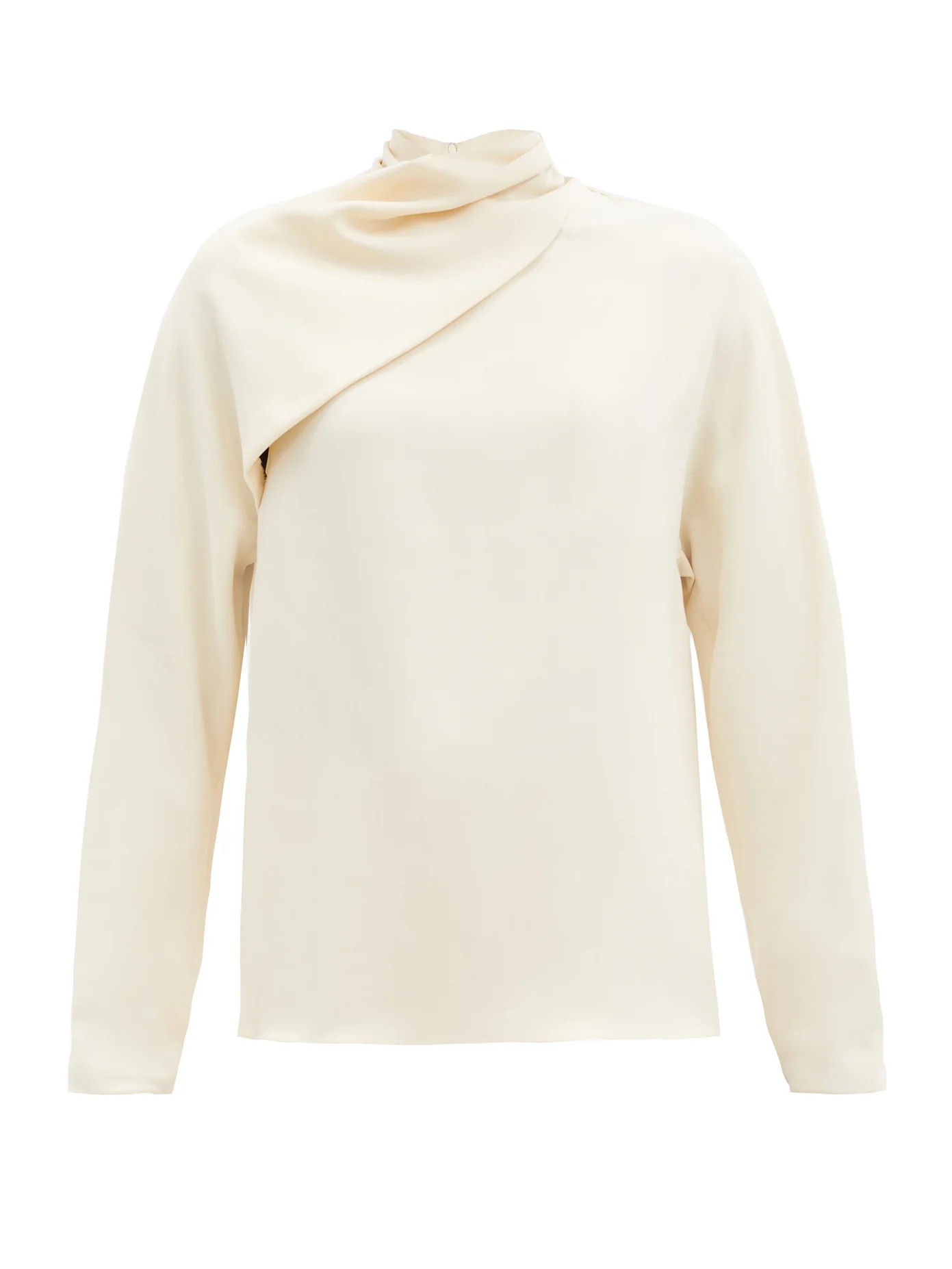 Yoko panelled-sleeve ruched-roll neck sweater - 1