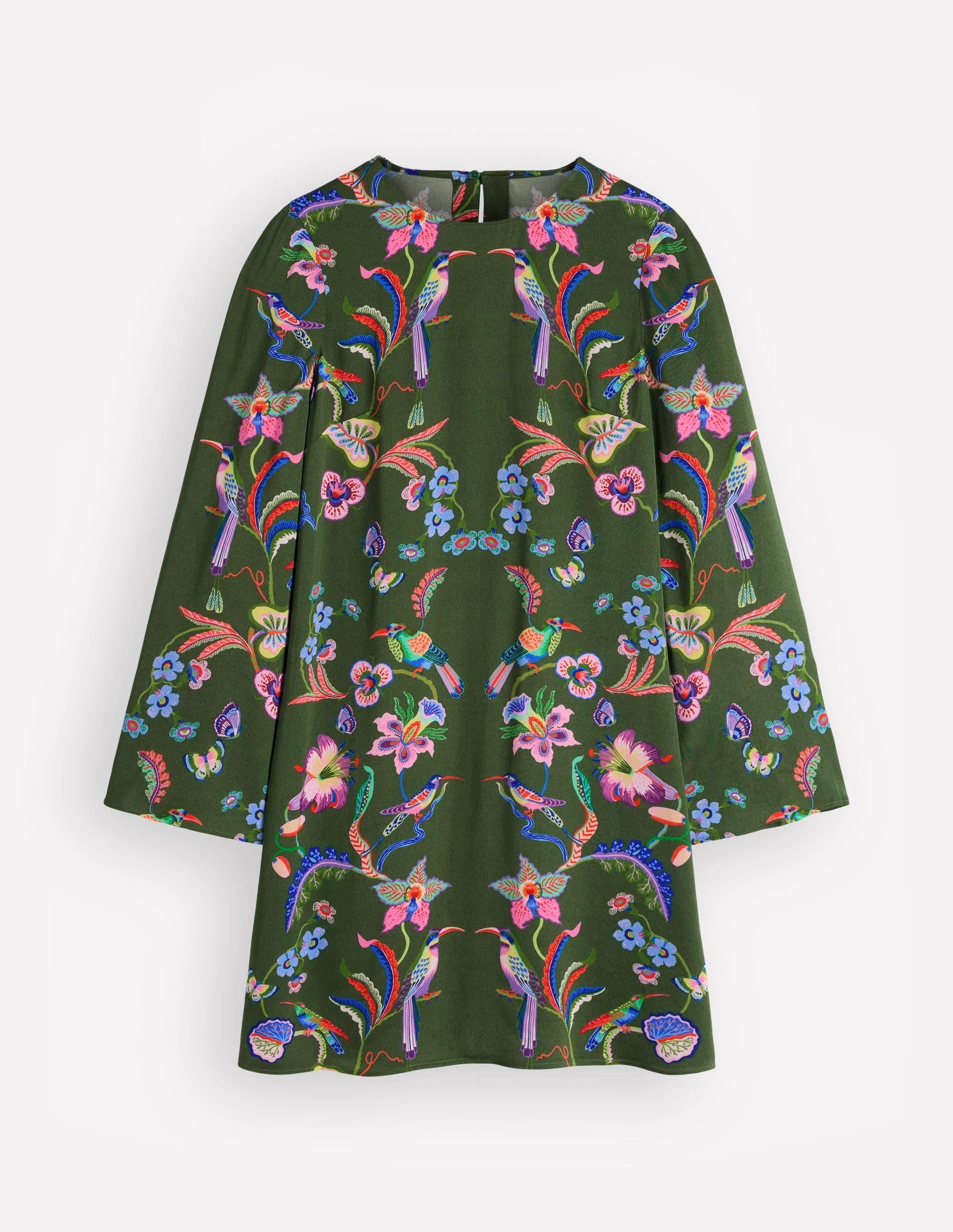 Flared Sleeve Shift Dress-Hunter Green, Orchid Canopy - 1