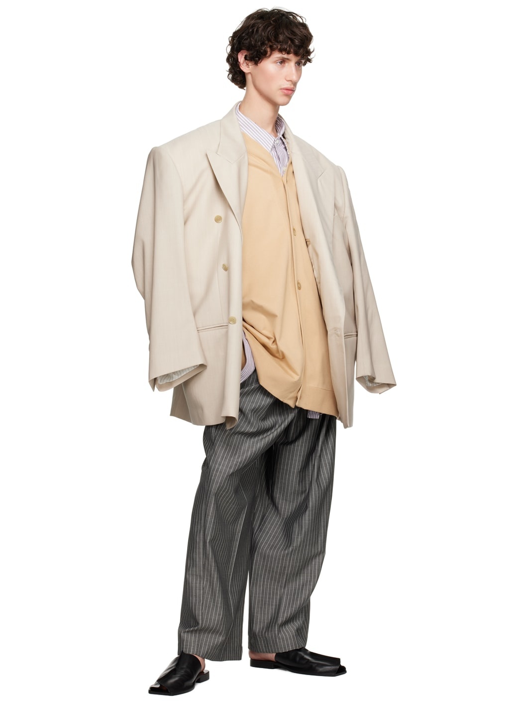 Beige Dropped Shoulder Cardigan - 4