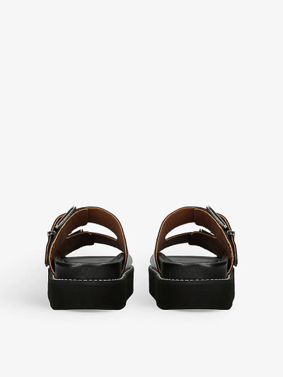 GANNI Buckle-embellished double-strap leather sandals outlook