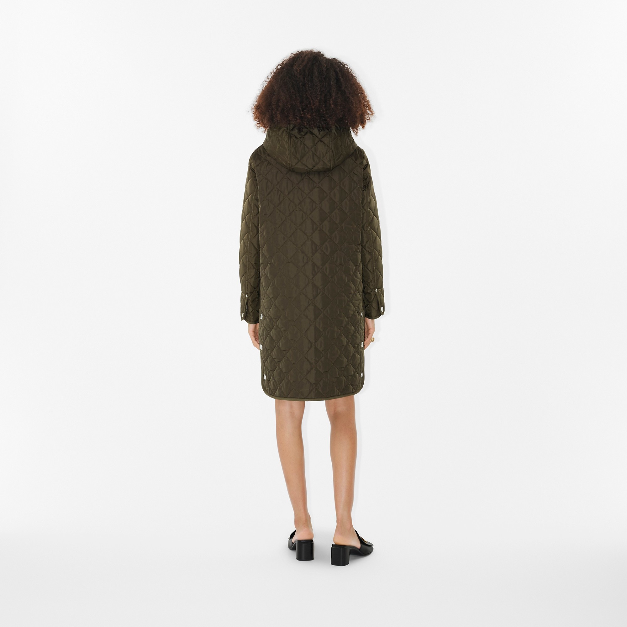Diamond Quilted Nylon Hooded Coat - 4