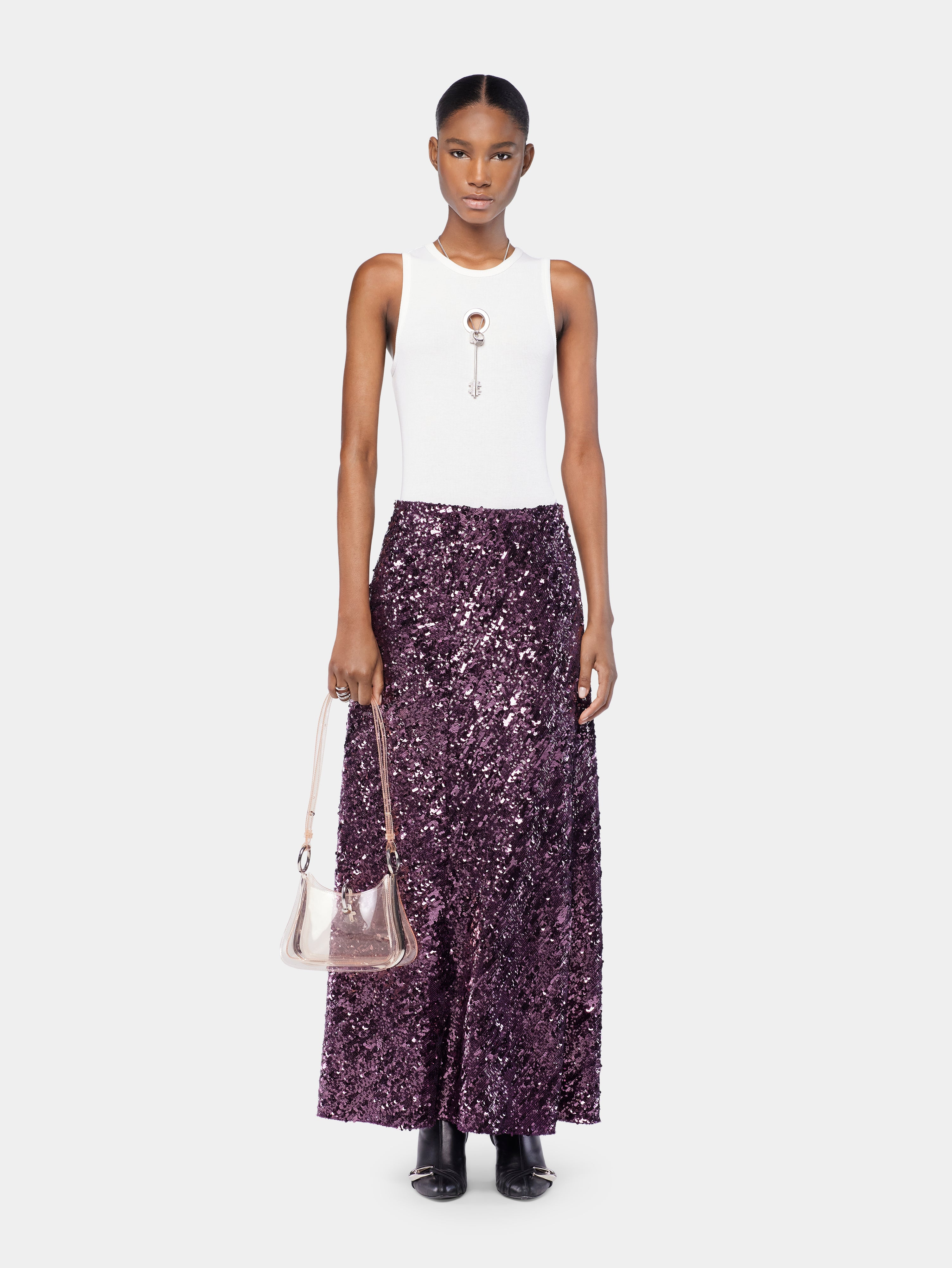 MIDI SKIRT IN JERSEY WITH SEQUIN DETAILS - 2