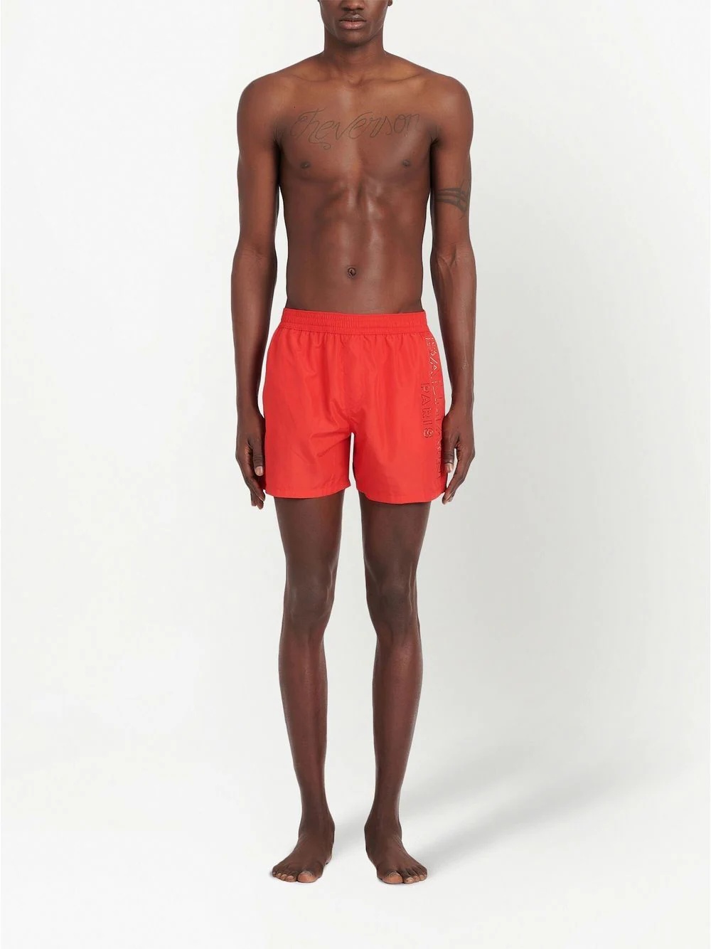 metallic-logo swim shorts - 3