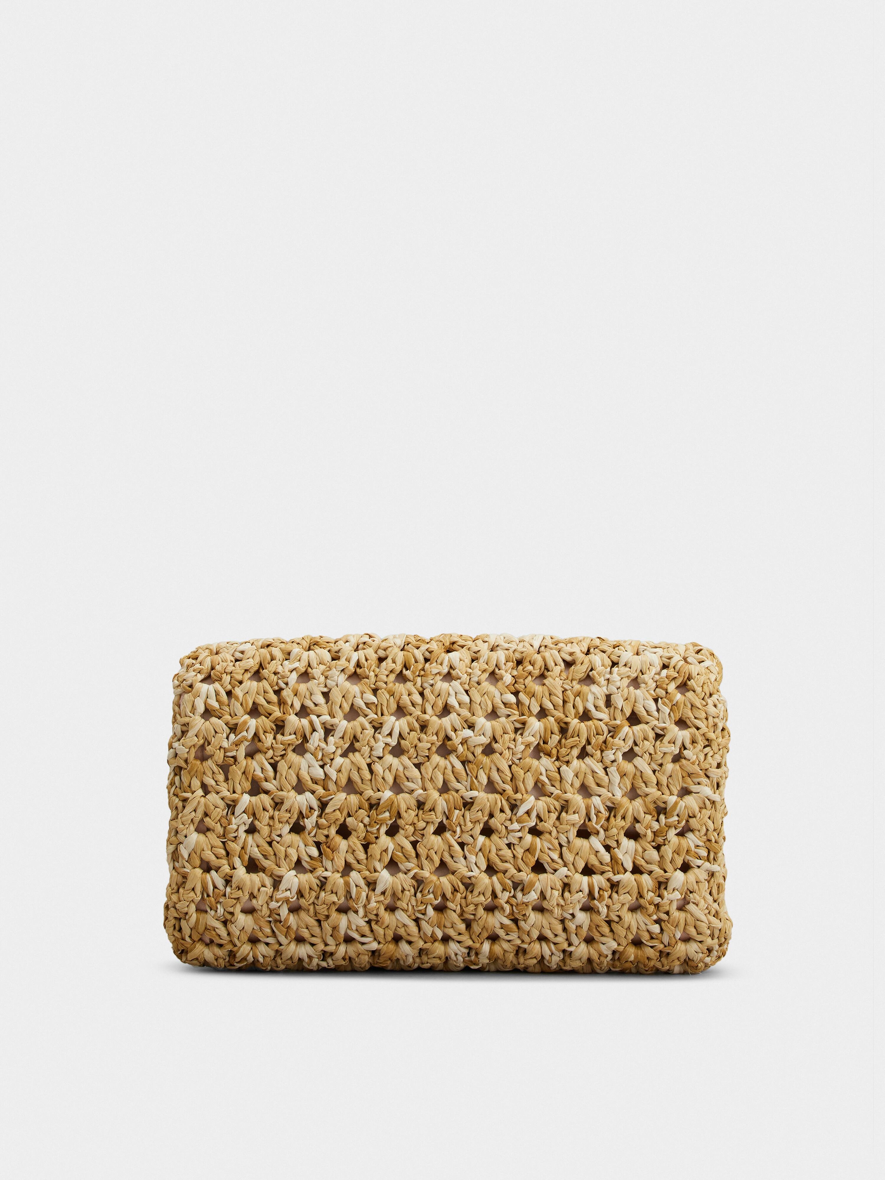 Broche Vivier Buckle Crochet Clutch in Raffia - 5