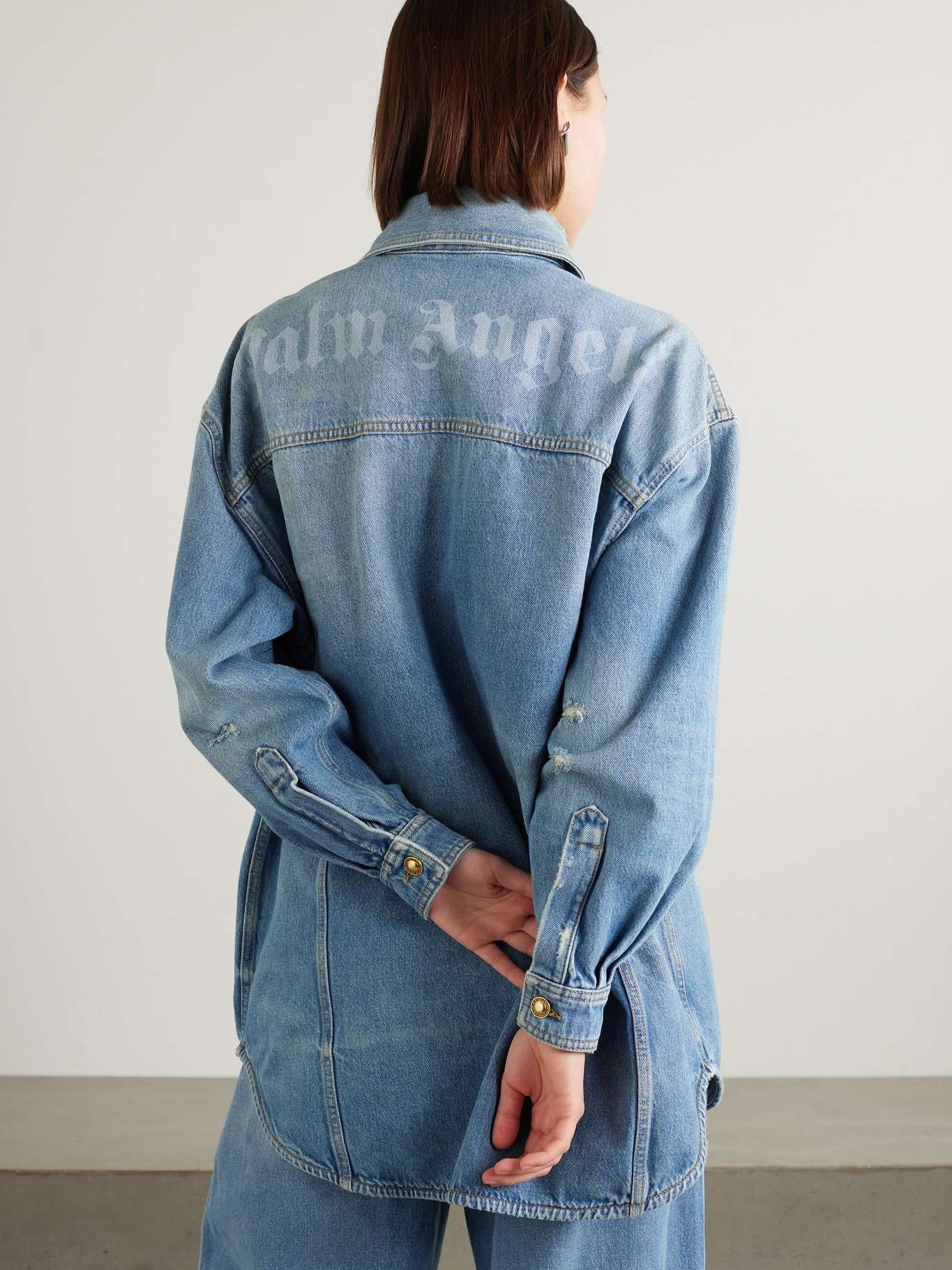 Printed denim overshirt - 4