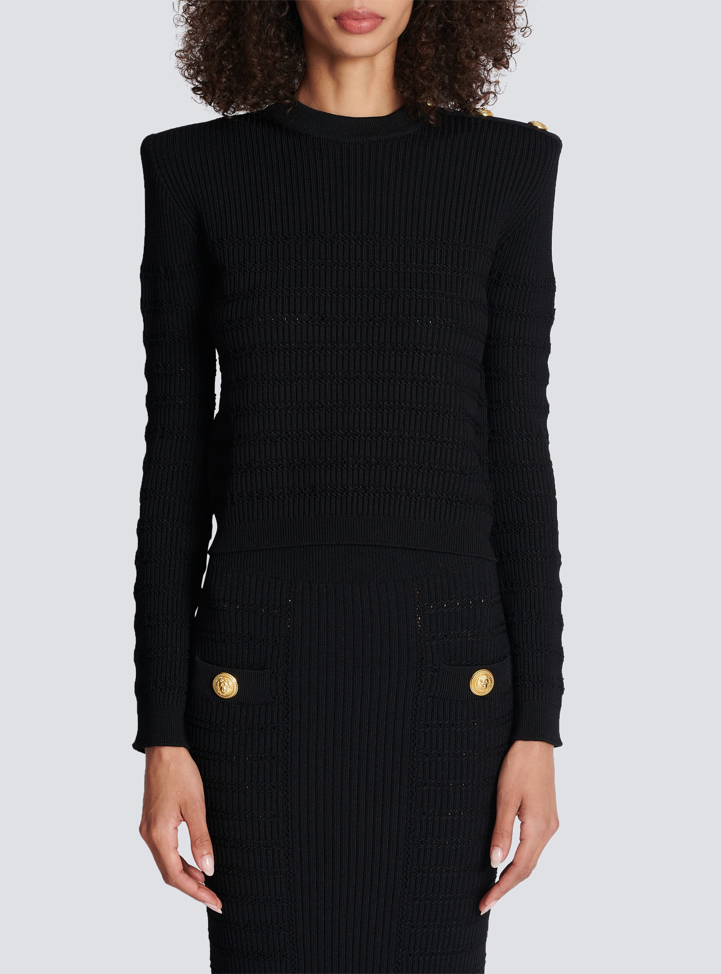 Knit jumper with gold buttons - 5