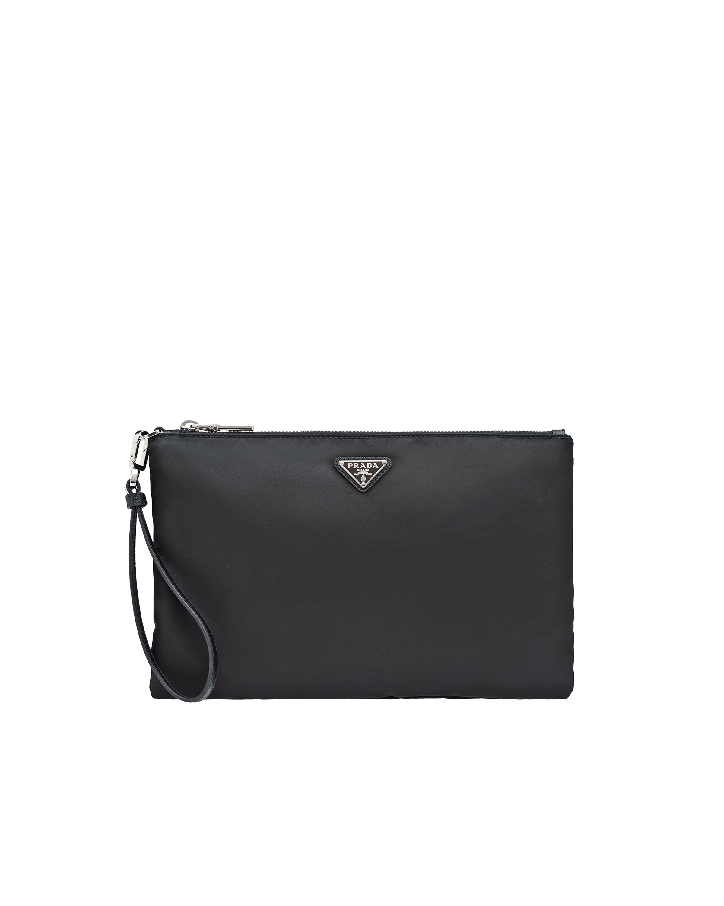 Re-Nylon and Saffiano leather pouch - 1