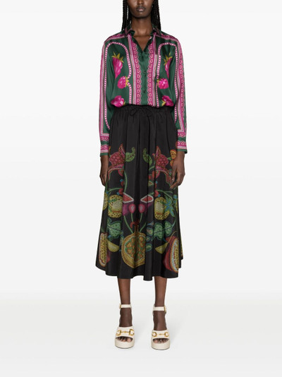 La DoubleJ Drawstring floral print A-line skirt outlook