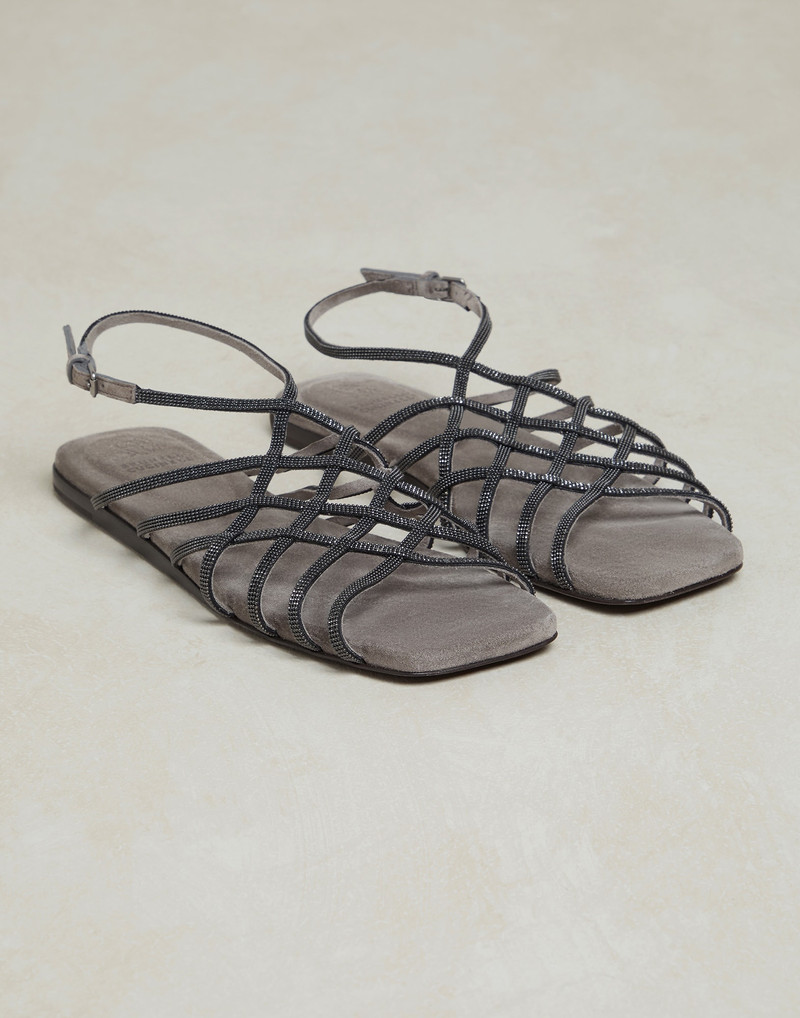 Brunello Cucinelli Precious Net sandals in suede outlook