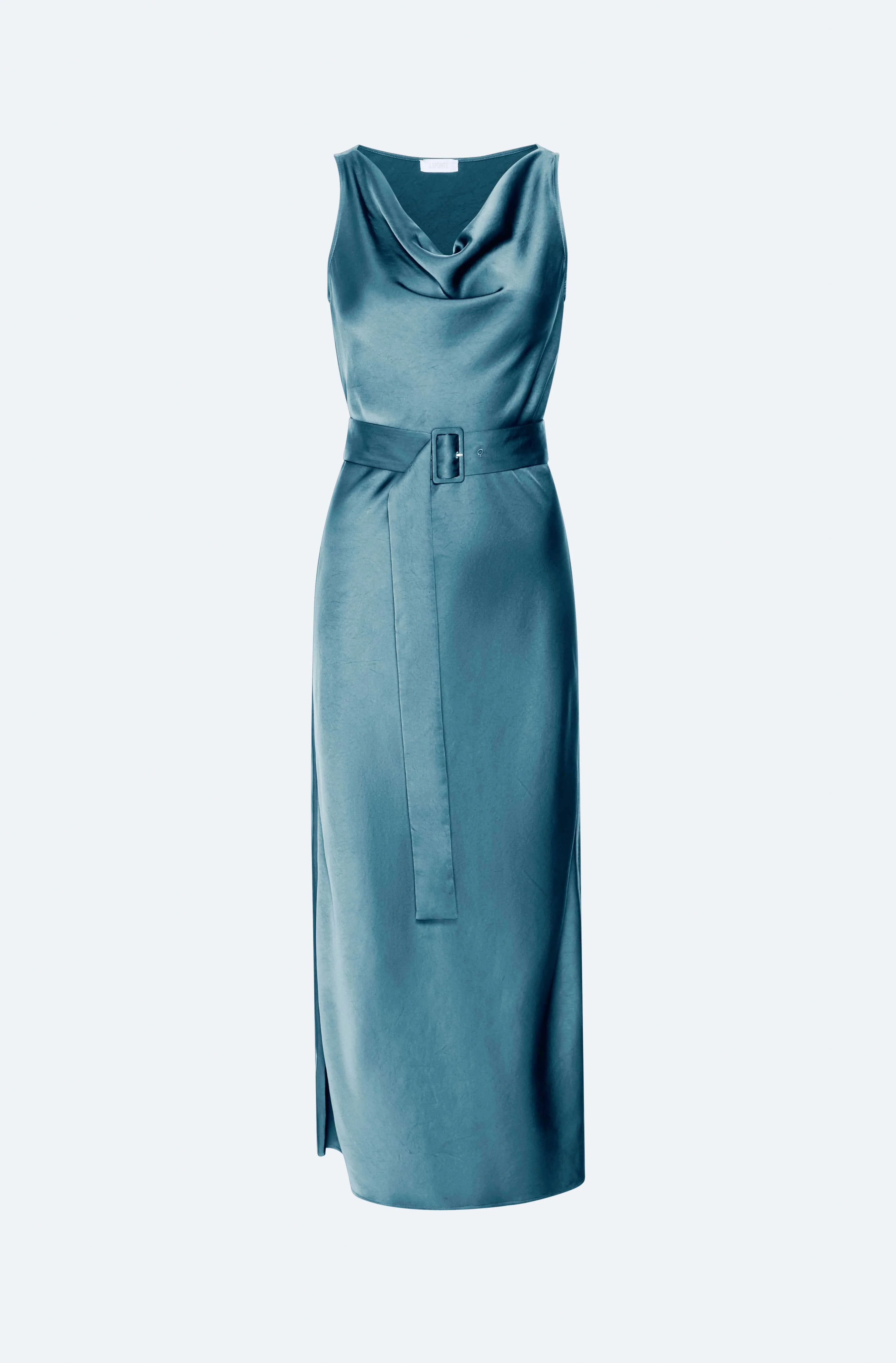 Lightweight Satin Belted Dress - 1