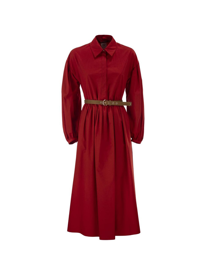 balloon-sleeve pleated cotton midi dress 1