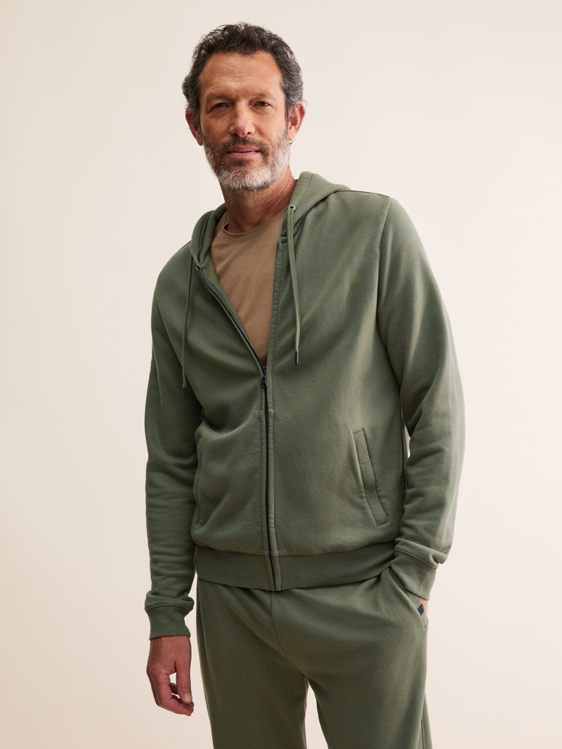 Men's Zip Up Hoodie Quinn Cotton Modal Khaki 4