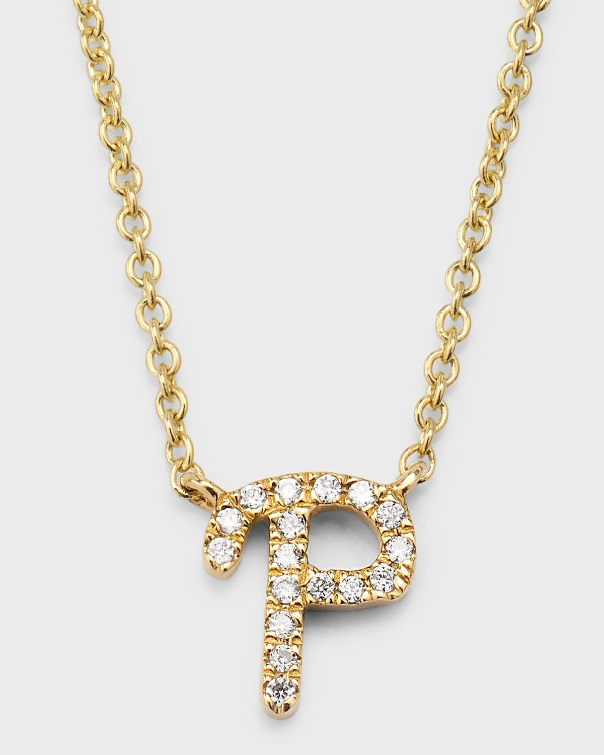 14k Diamond Pave Initial Necklace - 1