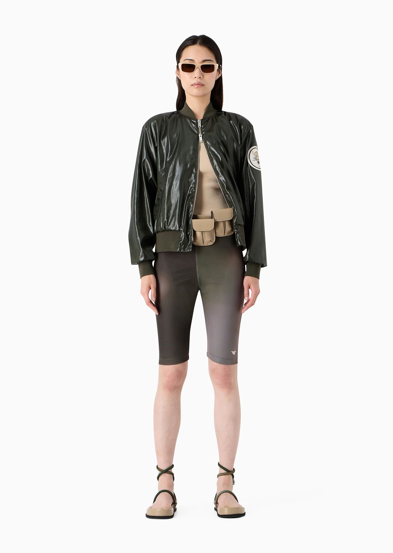 Emporio Armani Sustainability Values Capsule Collection wet-look recycled technical satin blouson - 4