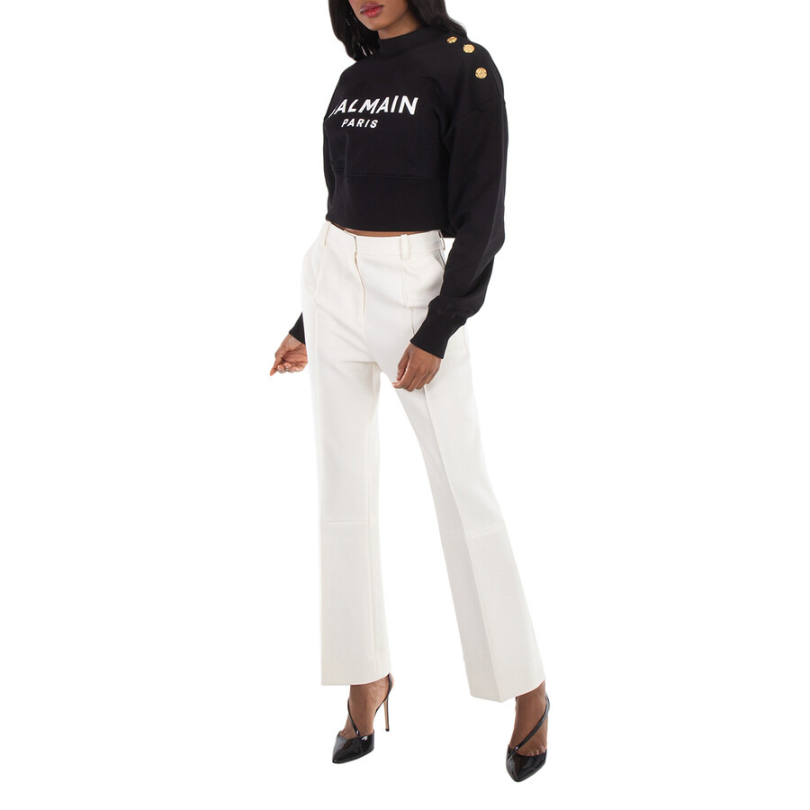 Balmain Cropped Sweatshirt With Balmain Paris Print - 2