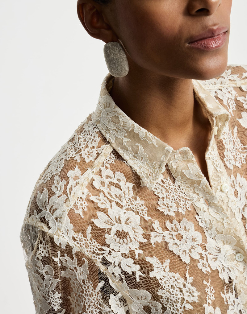 Flower jacquard lace shirt 4
