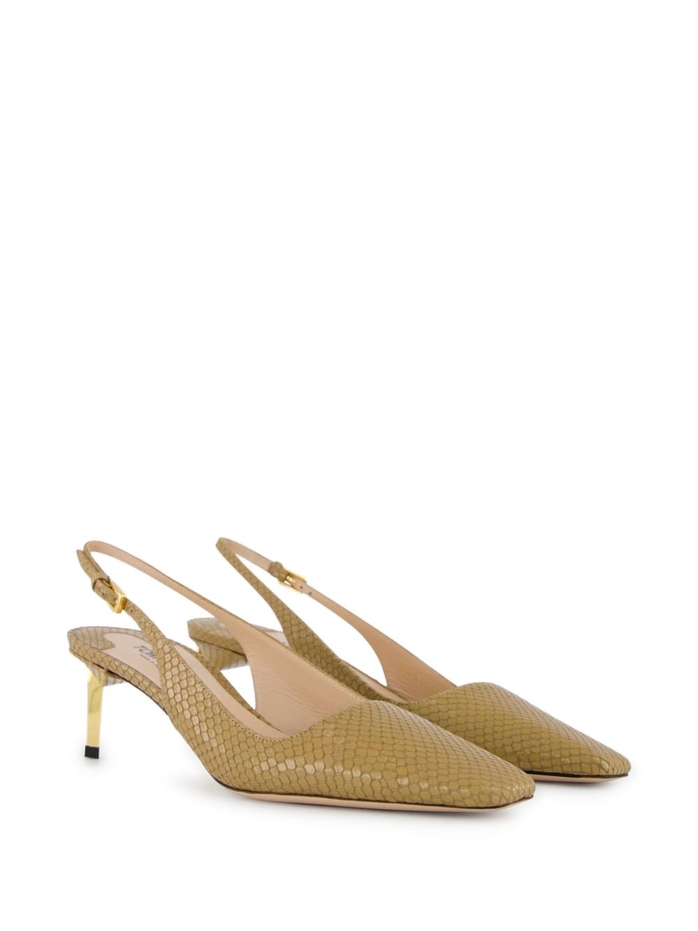 snake-embossed slingback pumps - 3