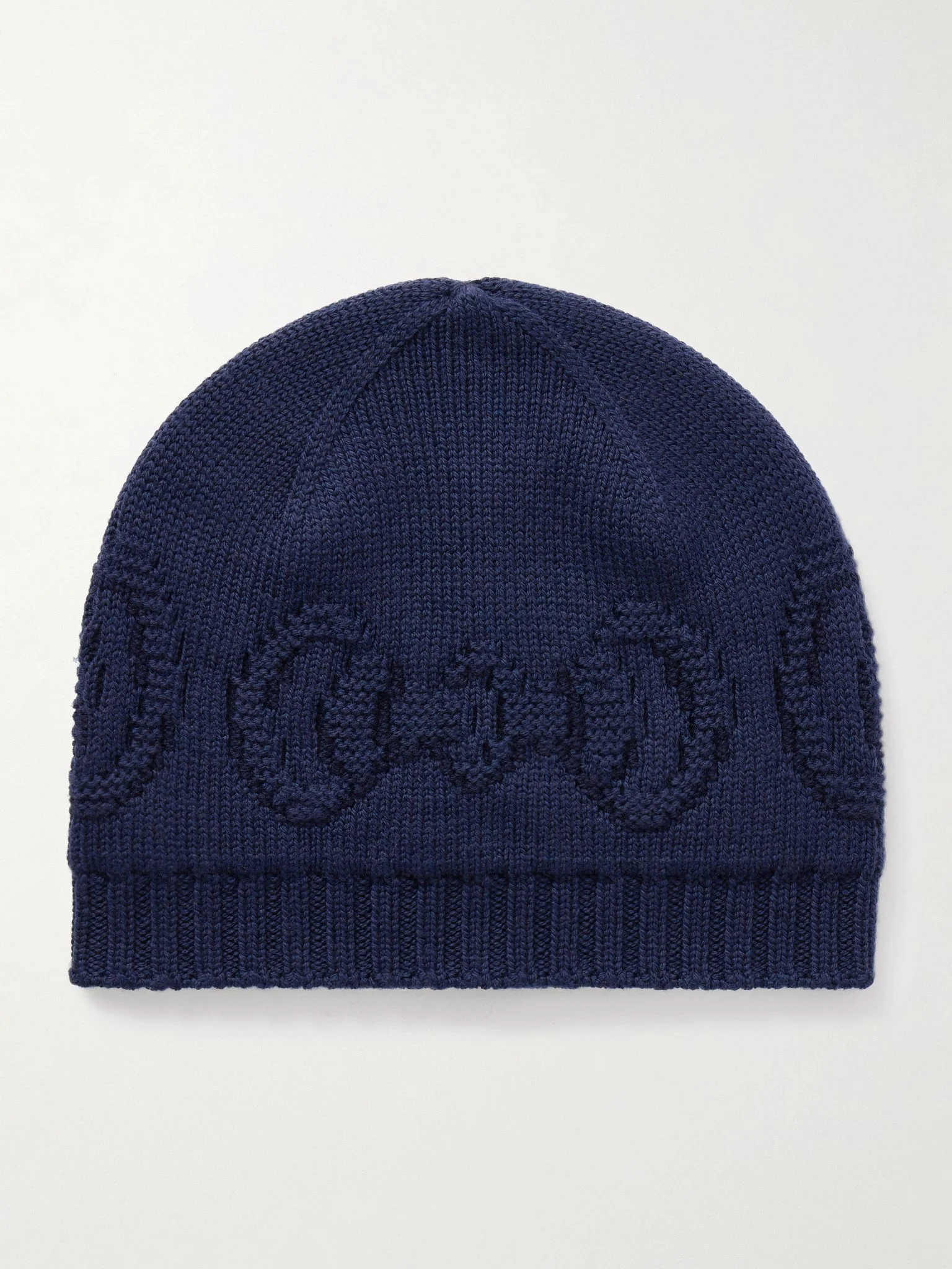 Logo-Intarsia Wool Beanie Navy - 1
