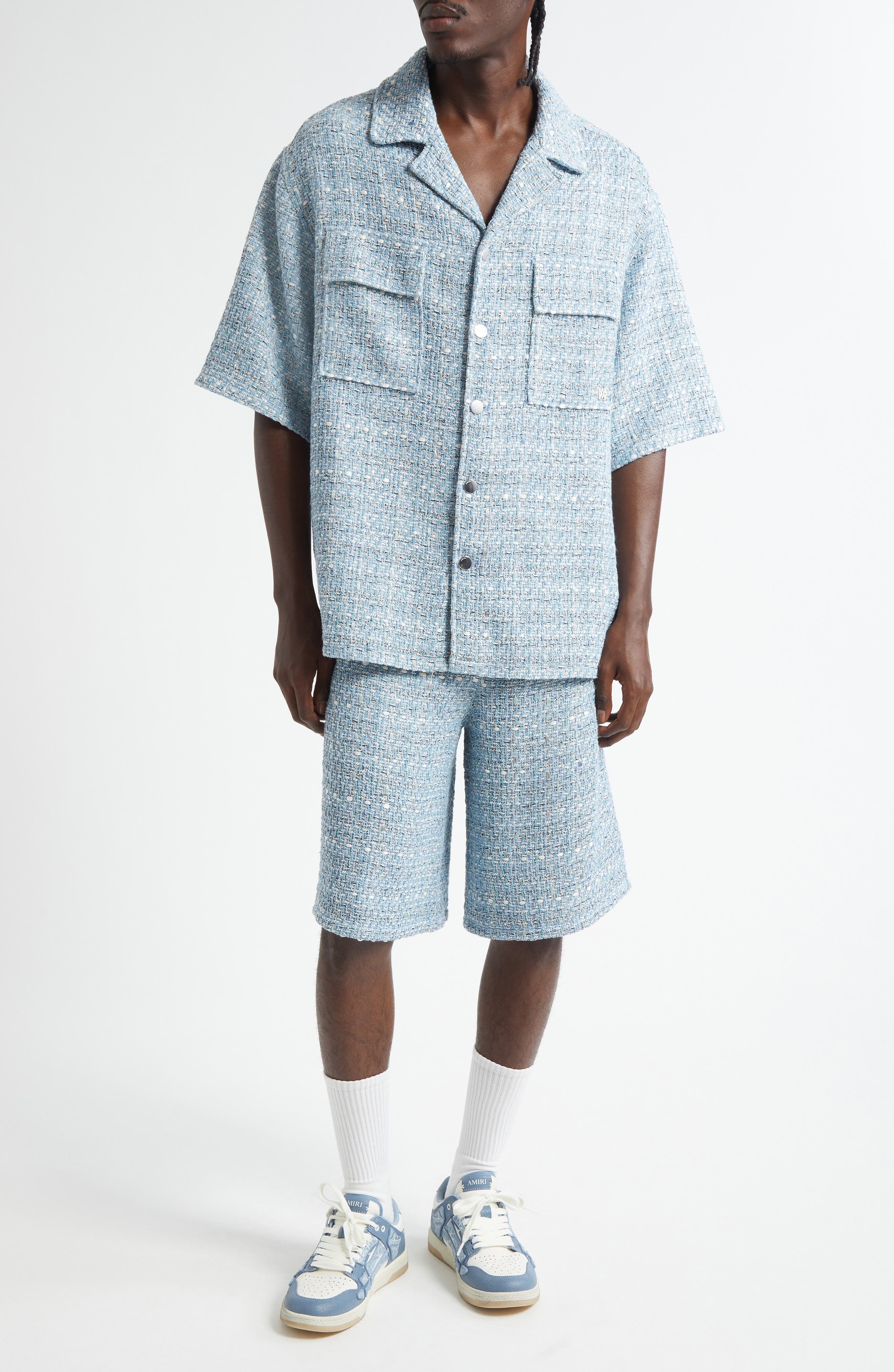 AMIRI Bouclé Bermuda Shorts in Ashley Blue at Nordstrom - 2